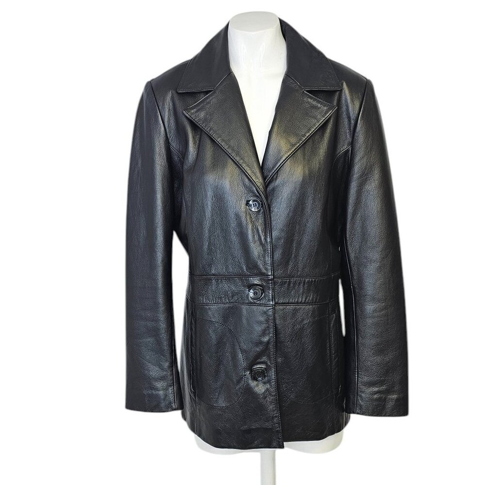 Wilsons Leather Womens Structured 100% Genuine Leather Jacket, Black, Mobwife, M